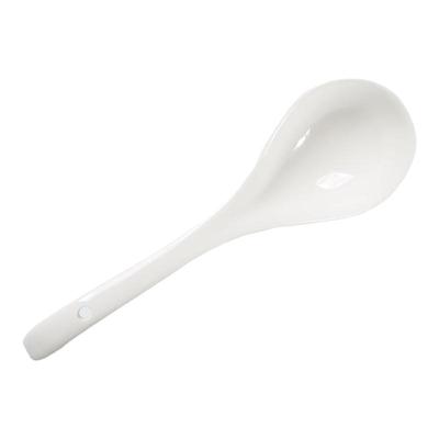 纯白小汤勺描金陶瓷勺