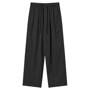 回力纯棉裤子男款2026春季新款直筒运动裤宽松亚麻长裤垂感休闲裤