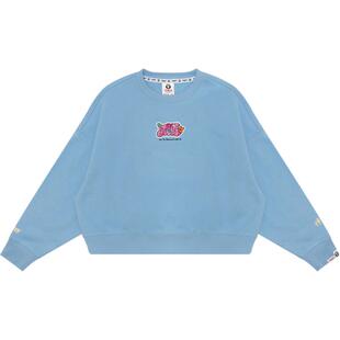 Aape旗舰女装秋冬猿人涂鸦印花休闲宽松短款薄绒圆领卫衣B386XXN