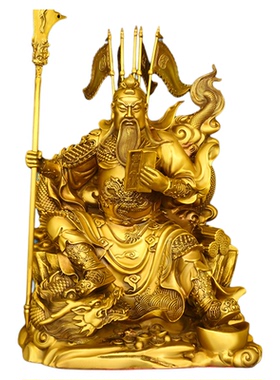 黄铜夜读春秋坐关公摆件铜看书武财神关羽神像关二爷佛像客厅玄关