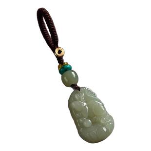 保真和田玉十二生肖无事牌汽车钥匙扣挂件精致高档玉石钥匙挂件男