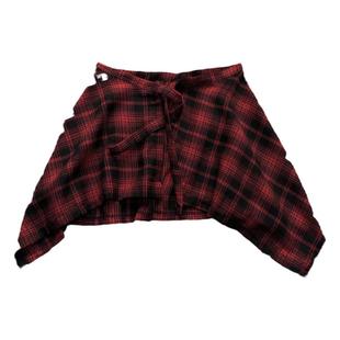 高街下摆朋克苏格兰格子下摆系腰装饰裙摆男潮屁帘叠穿下摆内搭女