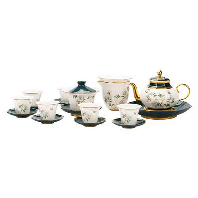 高淳陶瓷骨瓷色釉茶具套装
