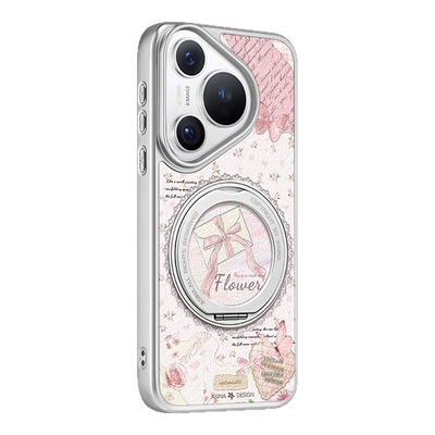 蝴蝶信笺适用于华为pura80pro新款手机壳卡通全包pura70防摔ins风素皮pura70Pro+高级支点一体壳70旋转支架壳