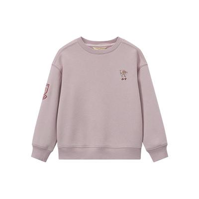 小熊童装圆领套头刺绣加绒卫衣