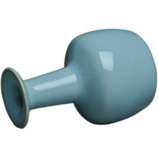 得闲雅器汝瓷天青仿古纸槌瓶宫廷汝窑茶道摆件小号花插花瓶茶台花