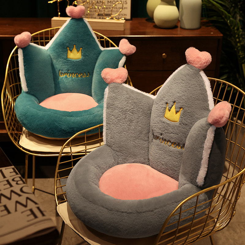 坐垫办公室久坐靠垫一体椅子座椅垫护腰靠背毛绒电脑椅凳子屁股垫