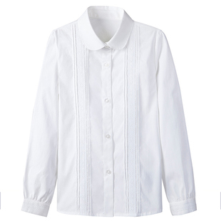 伊顿纪德校服衬衫女童校服学生长袖衬衫女生白色衬衣童装09C201