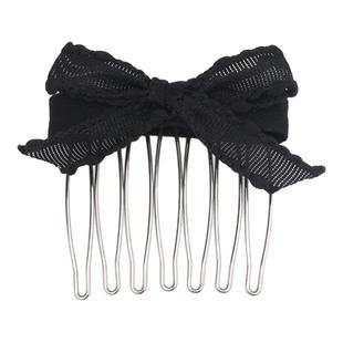 网纱黑色发梳前额蝴蝶结发插梳发卡刘海梳公主头发饰倒插梳发夹女