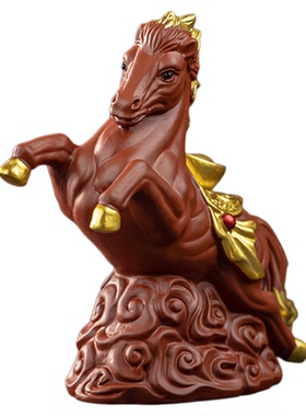 桌面装饰紫砂马摆件十二生肖马到成功茶桌家居客厅办公室工艺品