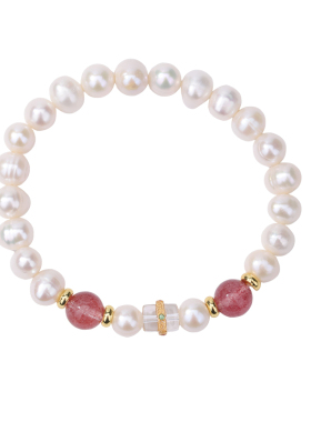 天然珍珠S925银白水晶和田玉手串