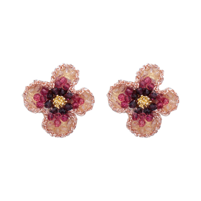 法式复古莫奈花园花朵耳钉