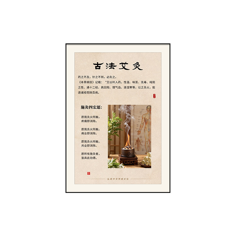 定制中医养生馆古法禅拍装饰画针灸艾灸馆挂画推拿按摩店氛围壁画