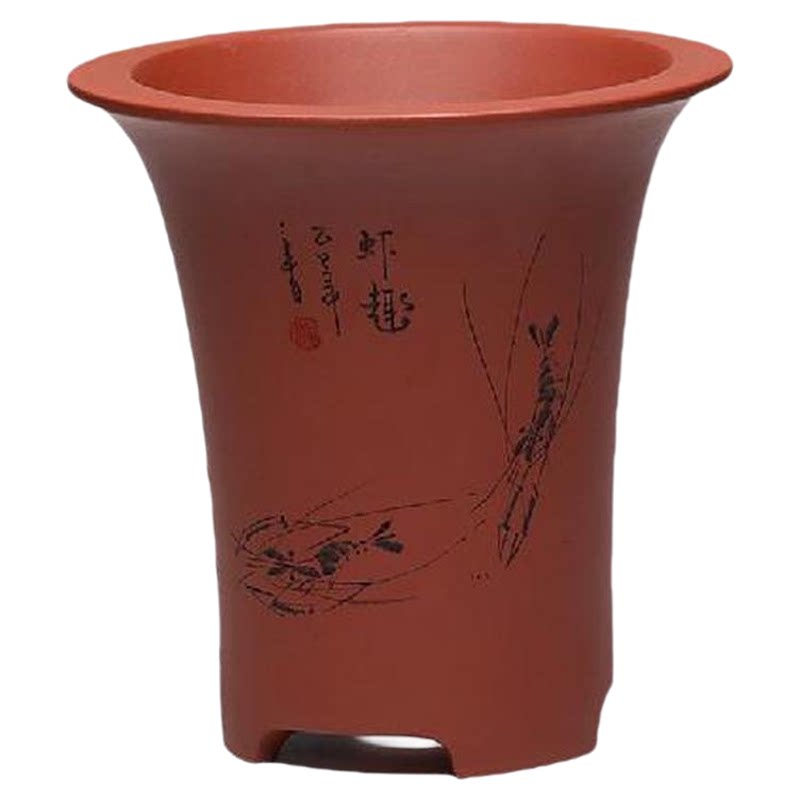 紫砂泥料古典兰花盆手工制作刻绘