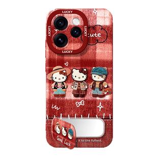 适用opporeno15pro手机壳新款女14/13pro镜子支架挂绳12por卡通RENO11全包10/9凯蒂猫8/7SE保护套hellokitty