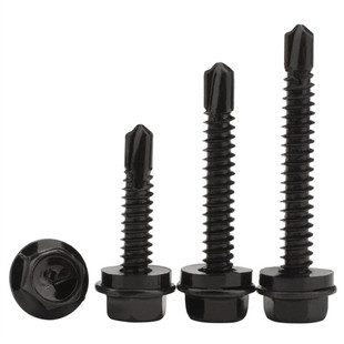 黑色外六角钻尾螺丝钉410不锈钢自攻螺丝镀锌自钻钉燕尾螺丝m5.5