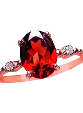 天然莫桑比克酒红色宝石简约女