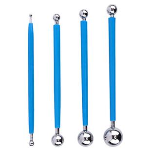 4件套八头压花精雕油泥超轻粘土陶泥烘焙翻糖花面塑材料丸棒工具