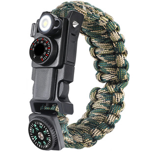 户外求生手环多功能伞绳编织生存手链指南针打火石野外自救生装备