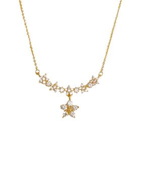 满钻花朵钛钢项链女小众高级感