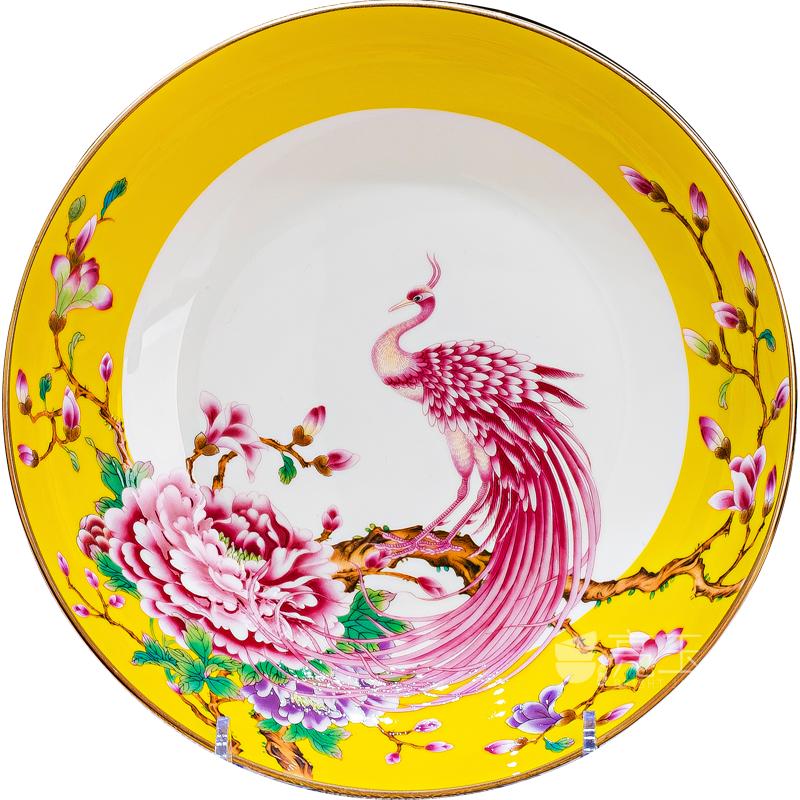 亮玉珐琅彩骨瓷8英寸家用深盘