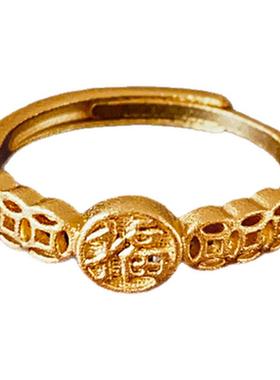 高级感古法沙金戒指轻奢高级感