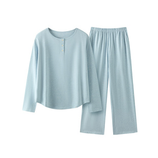 戚薇同款猫人花木染睡衣女春秋长袖长裤26新款秋季圆领家居服套装