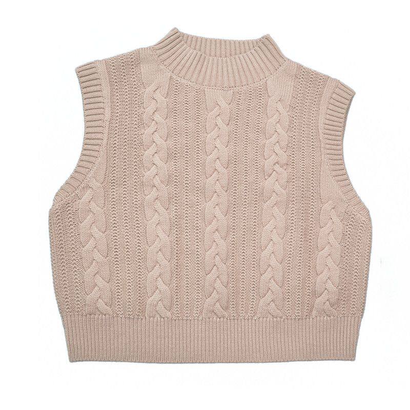 纯棉线针织马甲背心女秋季新款法式复古叠穿毛衣气质百搭短款上衣