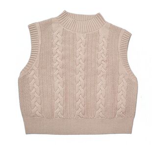 纯棉线针织马甲背心女秋季新款法式复古叠穿毛衣气质百搭短款上衣