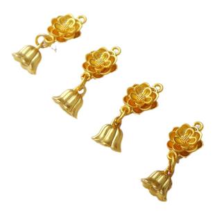 沙金包金保色三层立体莲花带钟花朵串珠编绳材料diy手工吊坠