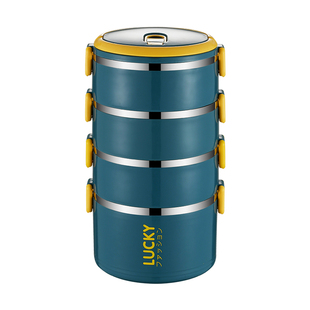 加深不锈钢饭盒上班族带盖便当盒大容量手提分隔成人学生女保温桶