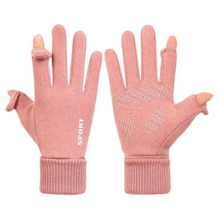 二指翻盖德绒手套女冬季骑车加绒保暖触屏外卖快递售货全指手套男