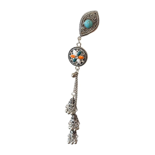 新中式绿松石铃铛流苏发夹女国风复古侧边夹高级感蒙古发饰头饰