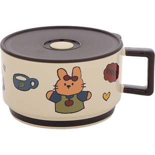 泡面碗带盖高颜值面条碗大容量女生吃面碗个人专用陶瓷饭盒微波炉