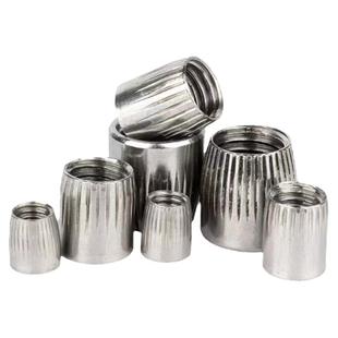 304不锈钢锥形螺母M6M8M10M12内爆拉爆螺丝帽201白钢滚花锥型螺帽