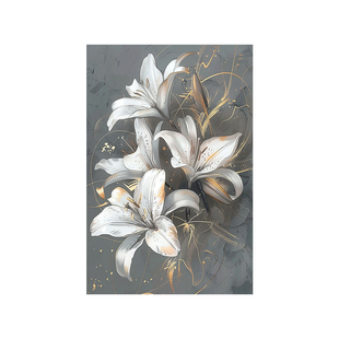 手绘油画百合花开写实花卉印象画大芬村现代轻奢客厅装饰画挂画