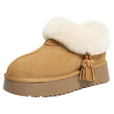 红蜻蜓雪地靴冬季鞋子女鞋厚底加绒毛毛鞋保暖短筒棉鞋面包鞋女款