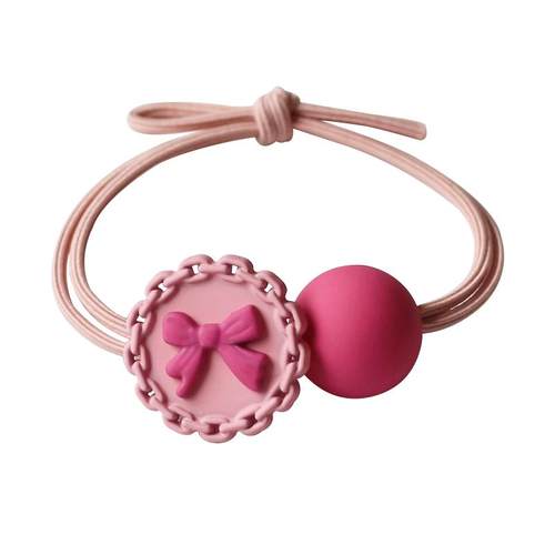 川野圆球串珠芭比粉发圈2025新款发绳少女可爱简约皮筋女扎头头绳