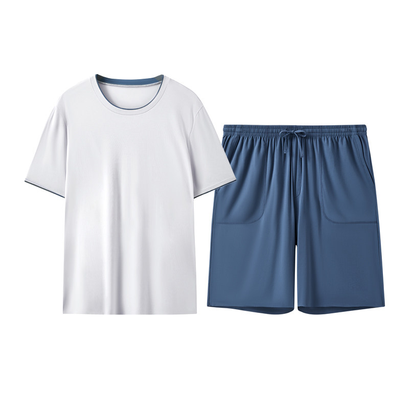 曼妮芬MW1男士睡衣夏季莫代尔短袖短裤薄家居服自由裁休闲居家服
