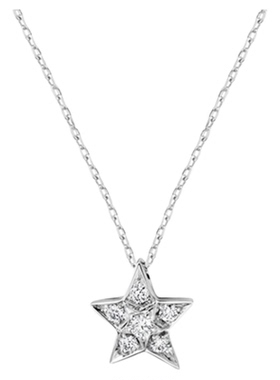 潮港福18K白金满钻彗星项链纯银