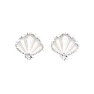 999纯银白贝母耳钉女气质小众高级感耳环2025年新款潮法式耳饰品