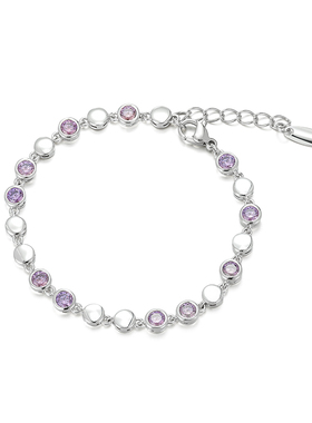 旭平彩宝紫色圆形泡泡手链女时尚轻奢精致高级感大气个性设计手饰