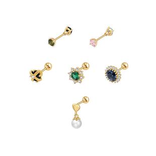 一撇一捺K金耳钉女单只耳骨钉双面水晶钻流苏链条耳饰养耳洞免摘