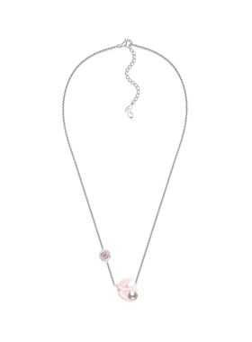 优米珠宝S925纯银粉色贝母项链