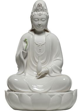 晟美陶瓷坐莲南海观音菩萨佛像