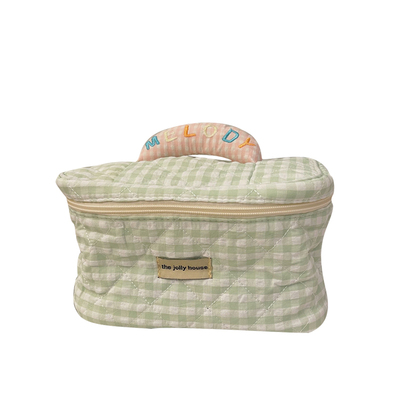 马卡龙格子化妆包清新柔软收纳袋
