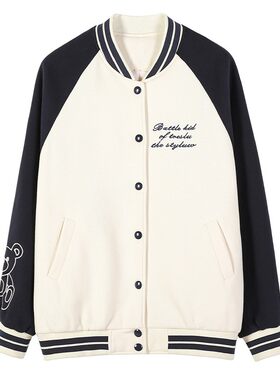 秋冬棒球服绣花少女初中