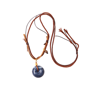 天然和田玉青花籽料平安扣款吊坠 女款玉石扣子挂坠饰品礼物