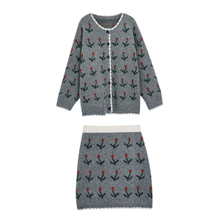 大码女装2026新款胖mm巨好看冬装套装韩系慵懒风毛衣半身裙两件套