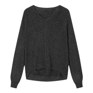 [商场同款]TKY SHOP银葱亮丝羊绒衫女春秋新款毛衣宽松显瘦优雅